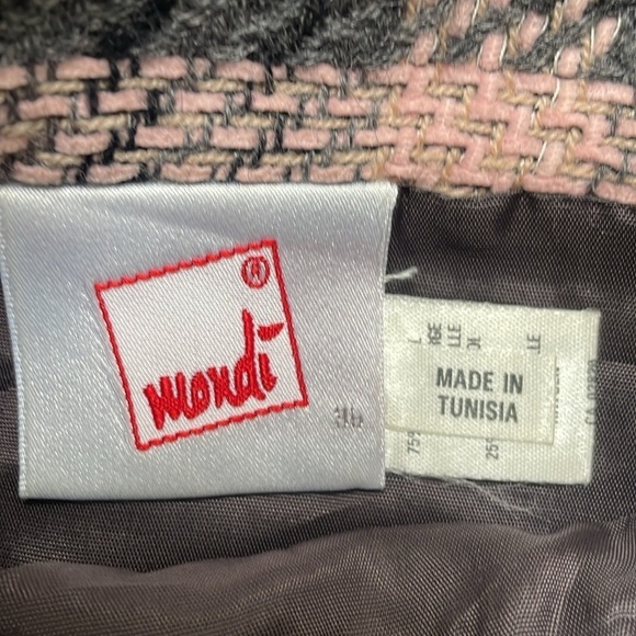 Mondi wool tweed pencil skirt pink gray black belt loops vintage size US4 - Picture 8 of 11